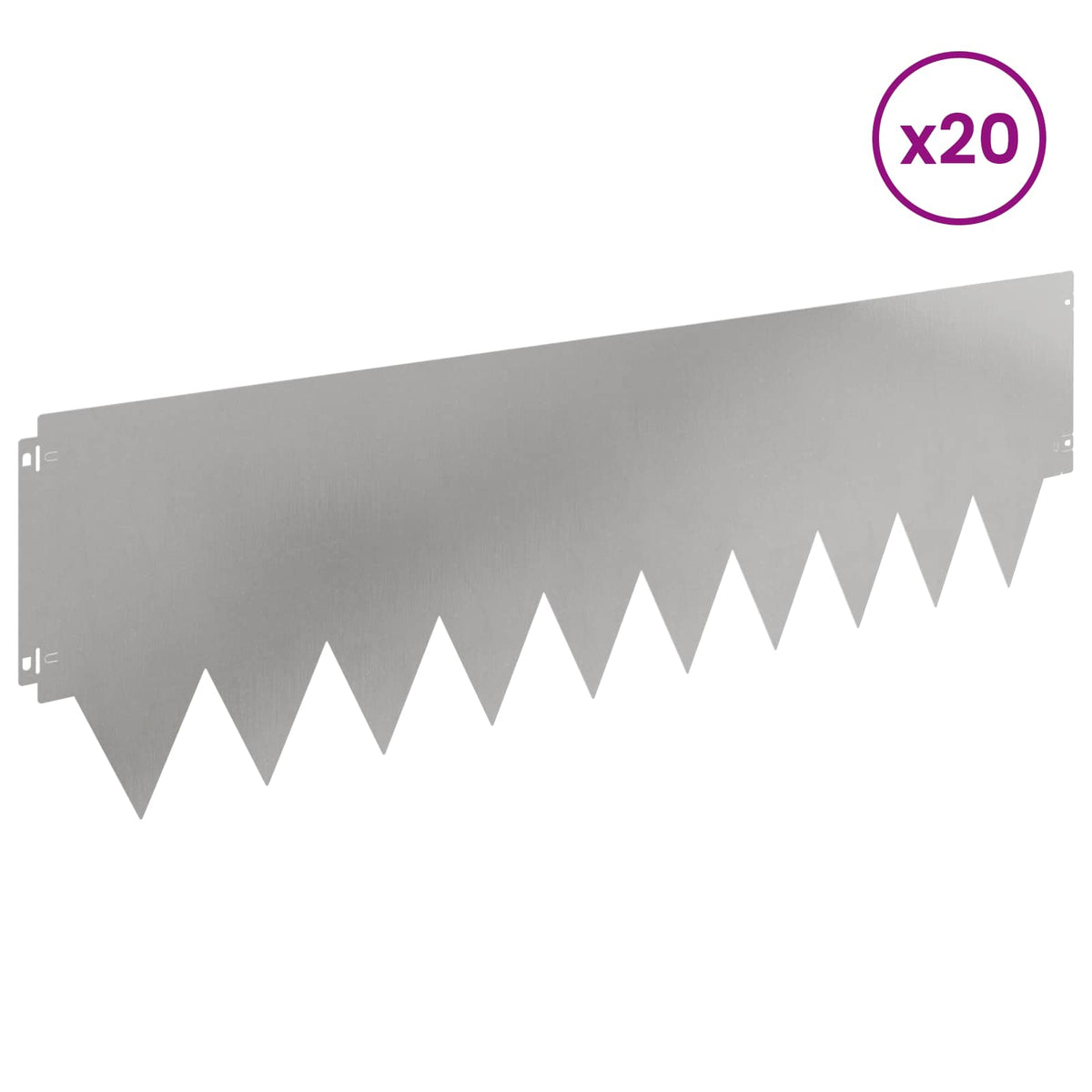Lawn Edging 20 pcs 103 x 30 cm Steel Silver