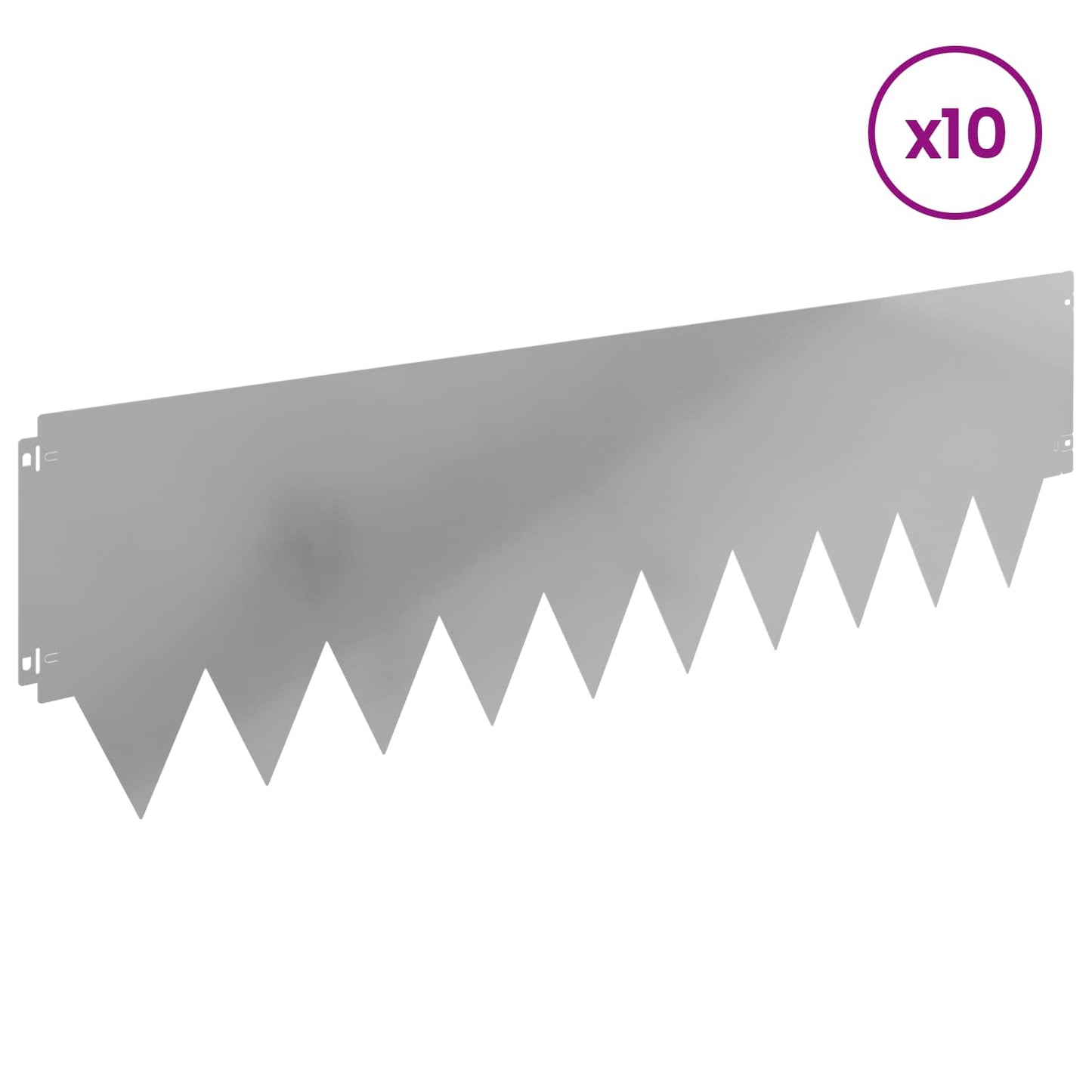 Lawn Edging 10 pcs 103 x 30 cm metal Silver