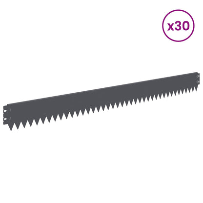 Lawn Edging 30 pcs 103 x 10 cm Steel Anthracite