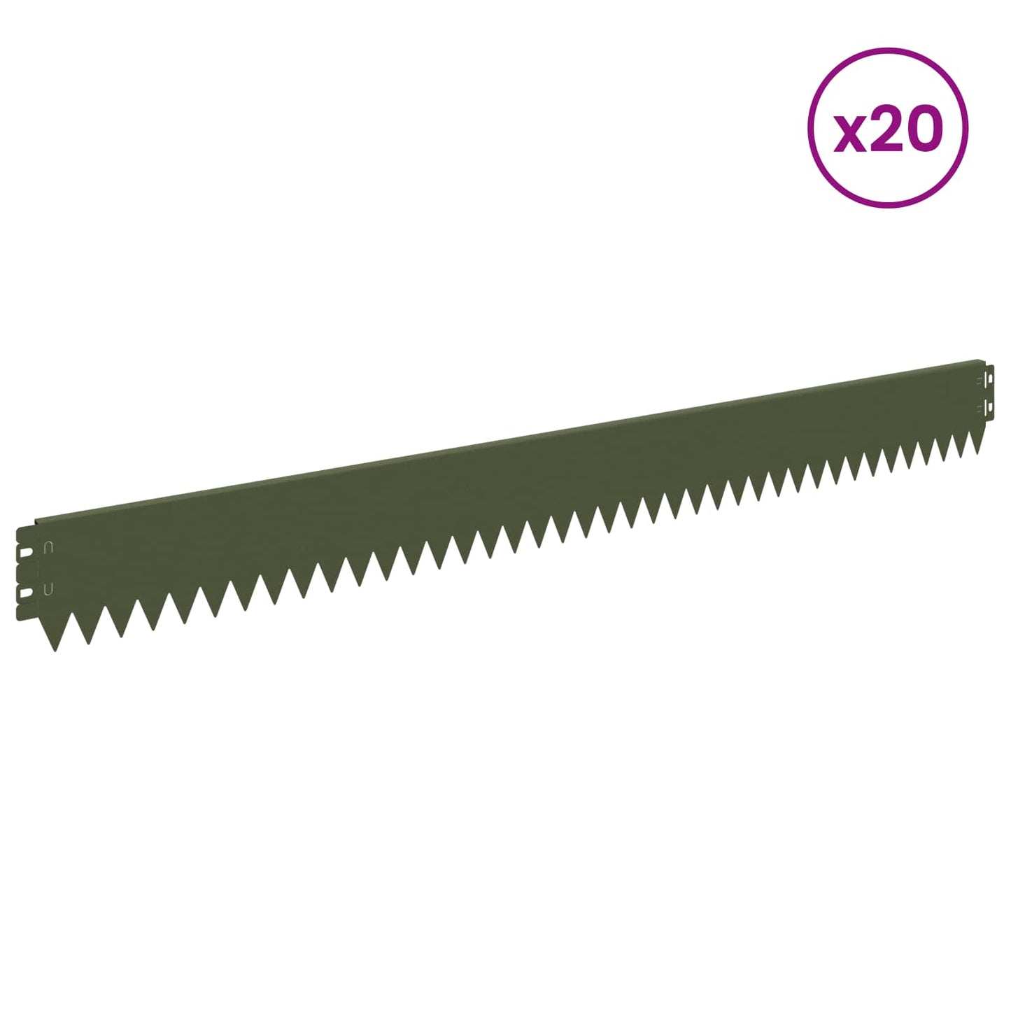 Lawn Edging 20 pcs 103 x 10 cm Steel Olive Green