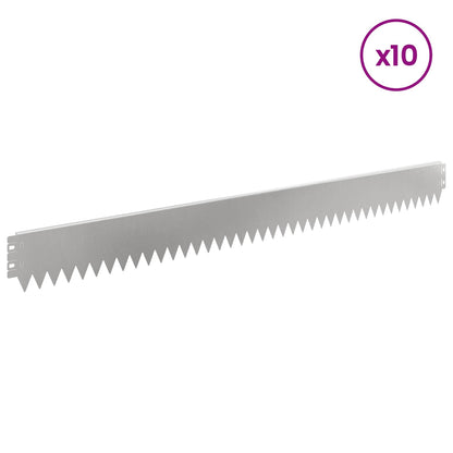 Lawn Edging 10 pcs 103 x 10 cm Steel Silver