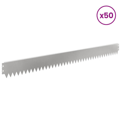 Lawn Edging 50 pcs 103 x 10 cm Steel Silver