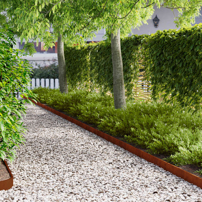 Lawn Edging 30 pcs 103 x 10 cm Steel Rusty