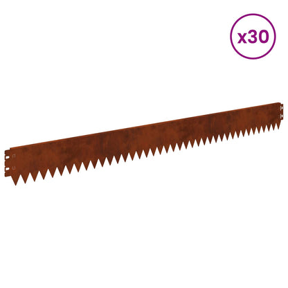 Lawn Edging 30 pcs 103 x 10 cm Steel Rusty