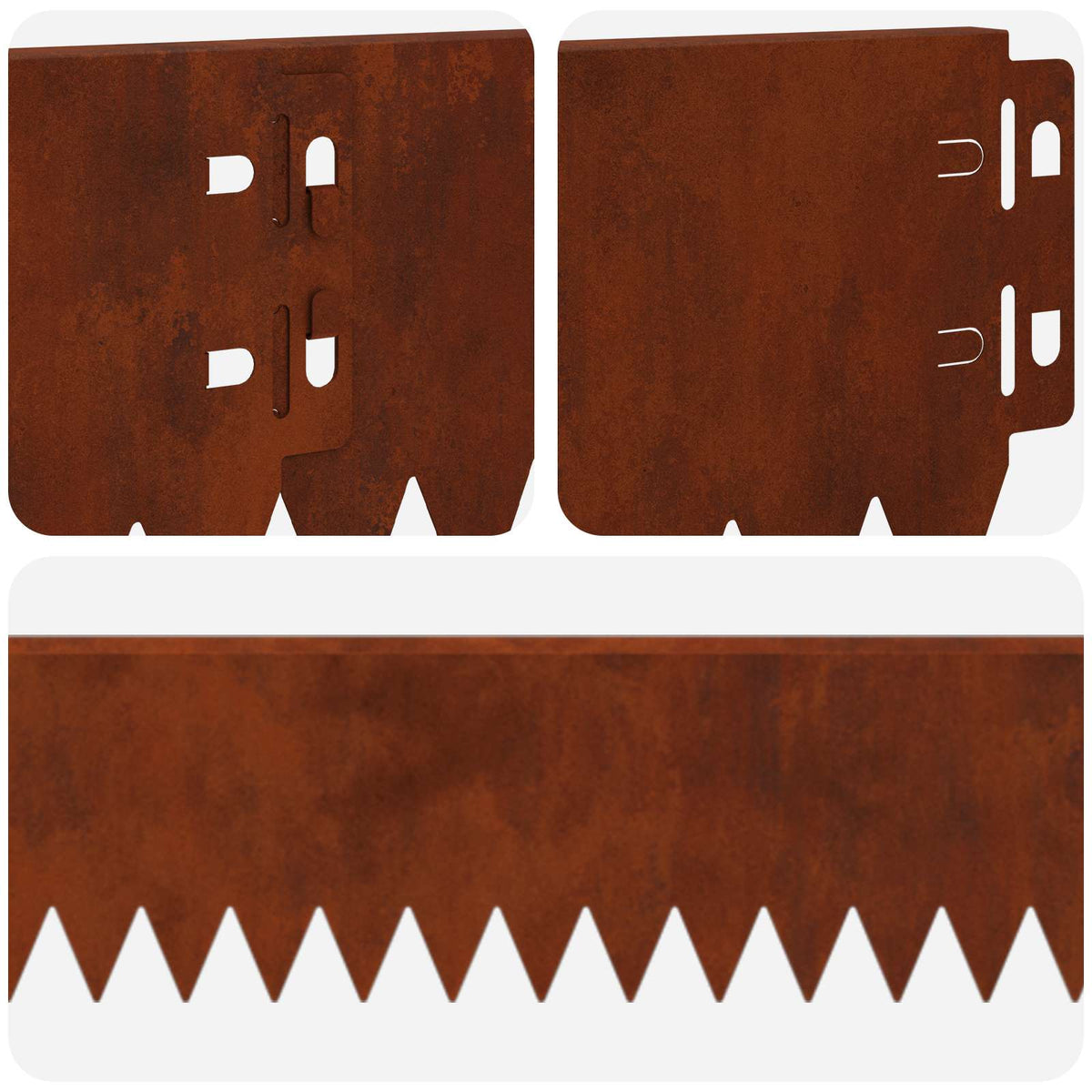 Lawn Edging 50 pcs 103 x 10 cm Steel Rusty