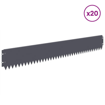 Lawn Edging 20 pcs 103 x 15 cm Steel Anthracite