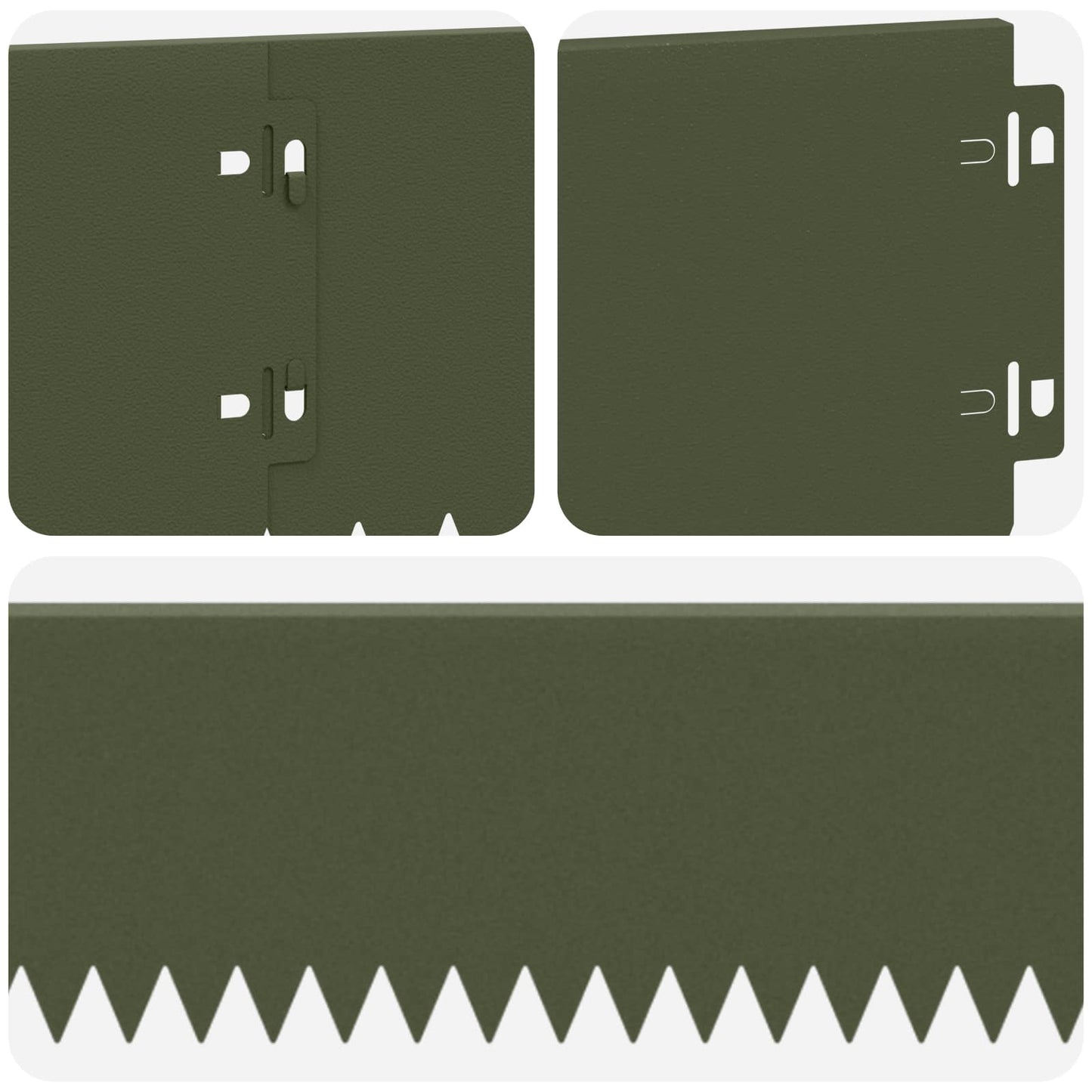 Lawn Edging 30 pcs 103 x 15 cm Steel Olive Green