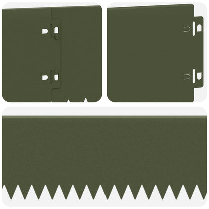 Lawn Edging 30 pcs 103 x 15 cm Steel Olive Green