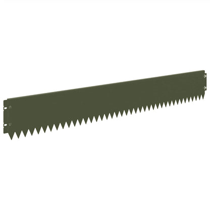 Lawn Edging 30 pcs 103 x 15 cm Steel Olive Green