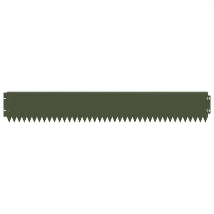 Lawn Edging 30 pcs 103 x 15 cm Steel Olive Green