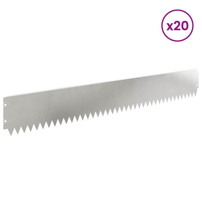 Lawn Edging 20 pcs 103 x 15 cm Steel Silver