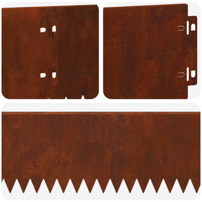 Lawn Edge with Top Bended 10 pcs 103x15cm Steel Rusty