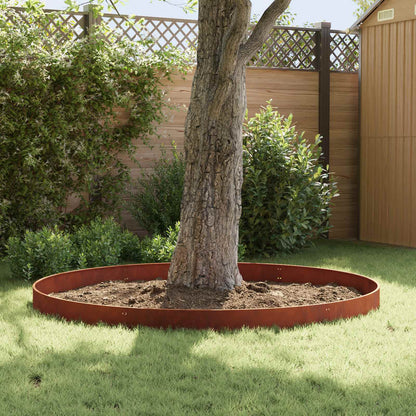 Lawn Edge with Top Bended 20 pcs 103x15cm Steel Rusty