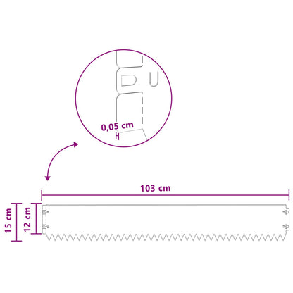 Lawn Edge with Top Bended 20 pcs 103x15cm Steel Rusty