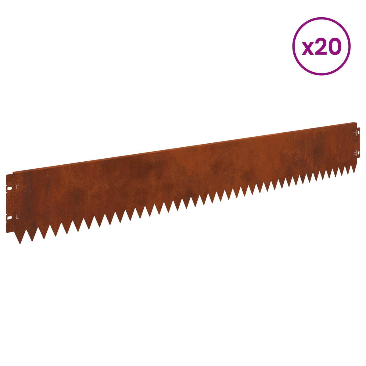 Lawn Edge with Top Bended 20 pcs 103x15cm Steel Rusty