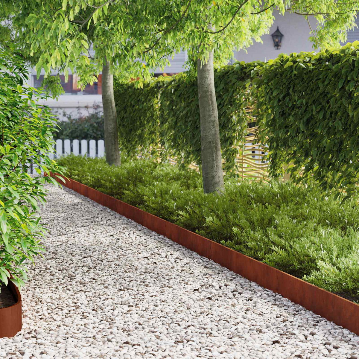 Lawn Edging 30 pcs 103 x 15 cm Steel Rusty