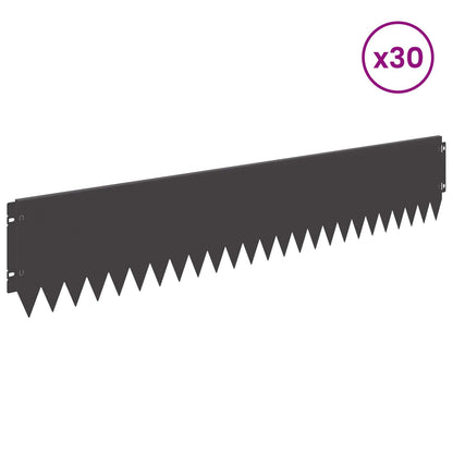 Lawn Edging 30 pcs 103 x 20 cm Steel Black