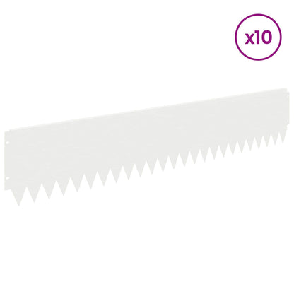 Lawn Edging 10 pcs 103 x 20 cm Steel White