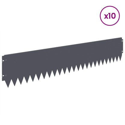 Lawn Edging 10 pcs 103 x 20 cm Steel Anthracite