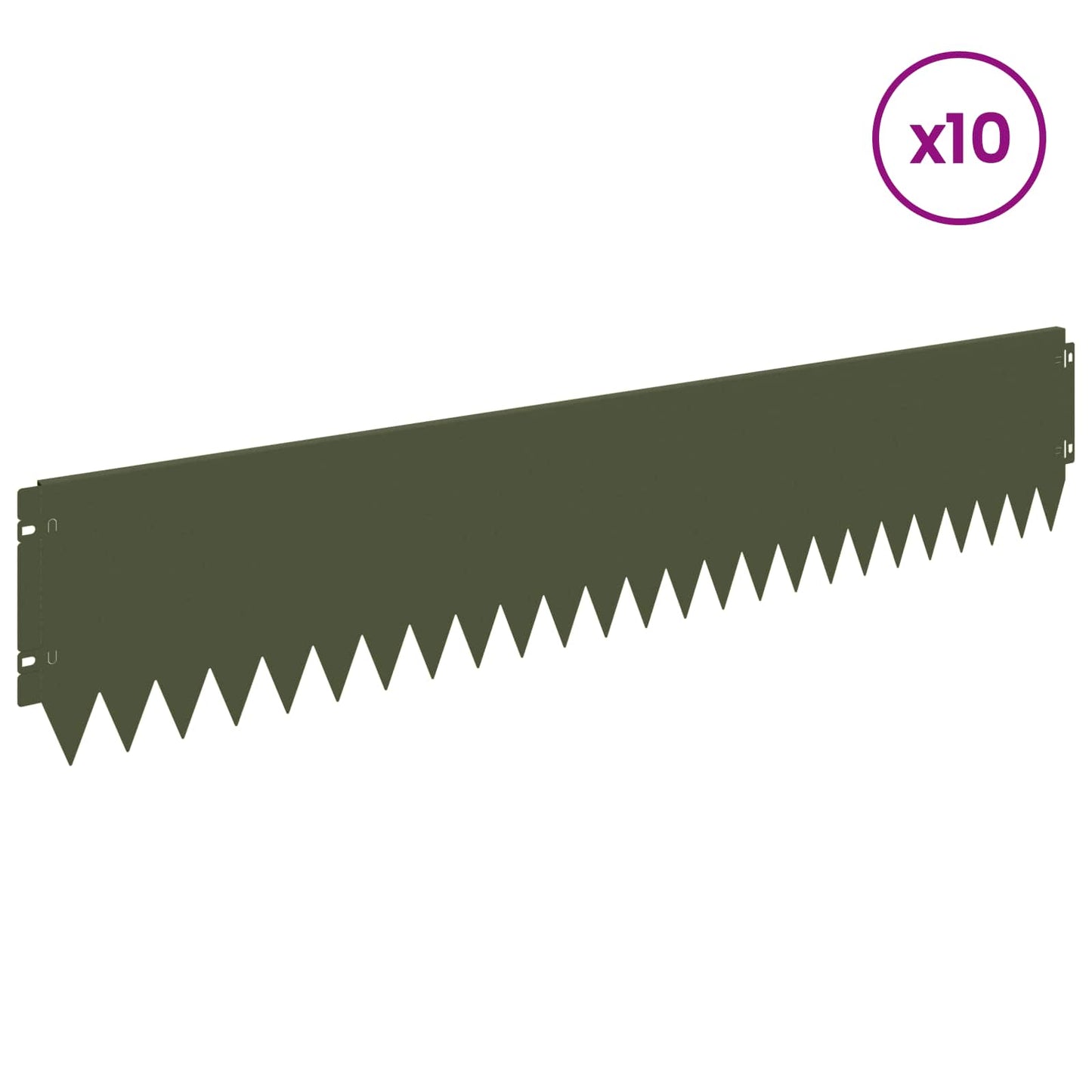 Lawn Edging 10 pcs 103 x 20 cm Steel Olive Green