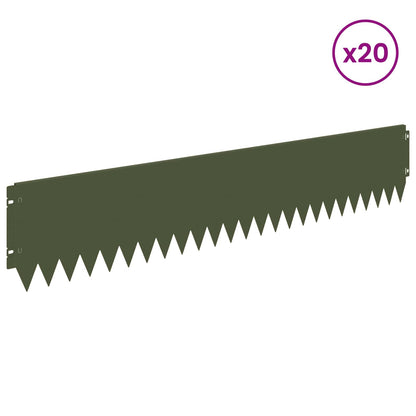 Lawn Edging 20 pcs 103 x 20 cm Steel Olive Green