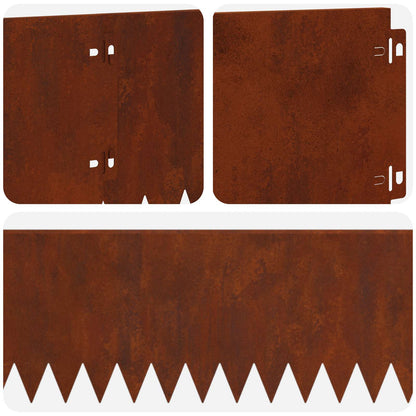 Lawn Edge with Top Bended 10 pcs 103x20cm Steel Rusty