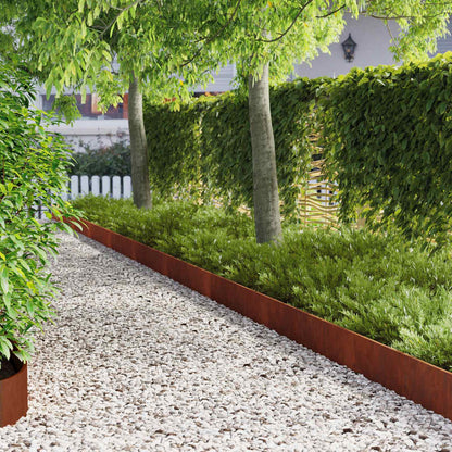 Lawn Edge with Top Bended 10 pcs 103x20cm Steel Rusty