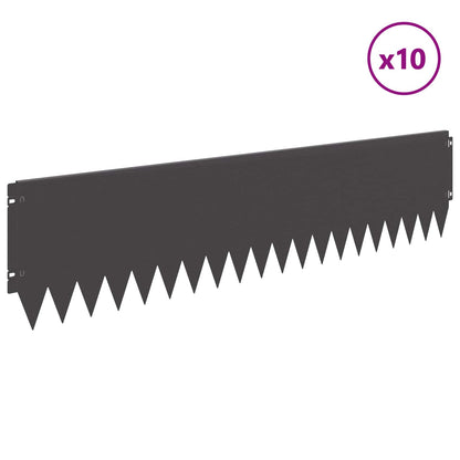 Lawn Edging 10 pcs 103 x 25 cm Steel Black