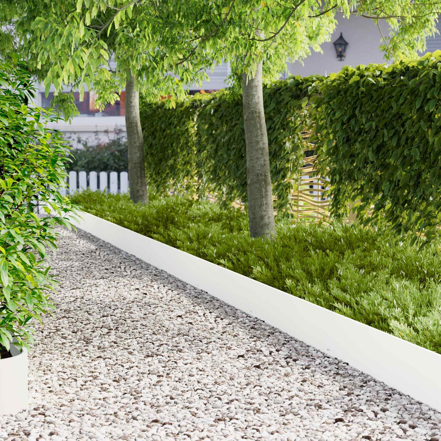 Lawn Edging 20 pcs 103 x 25 cm Steel White