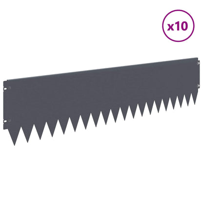 Lawn Edging 10 pcs 103 x 25 cm Steel Anthracite
