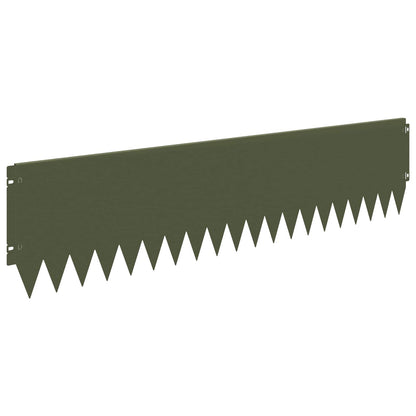 Lawn Edging 10 pcs 103 x 25 cm Steel Olive Green