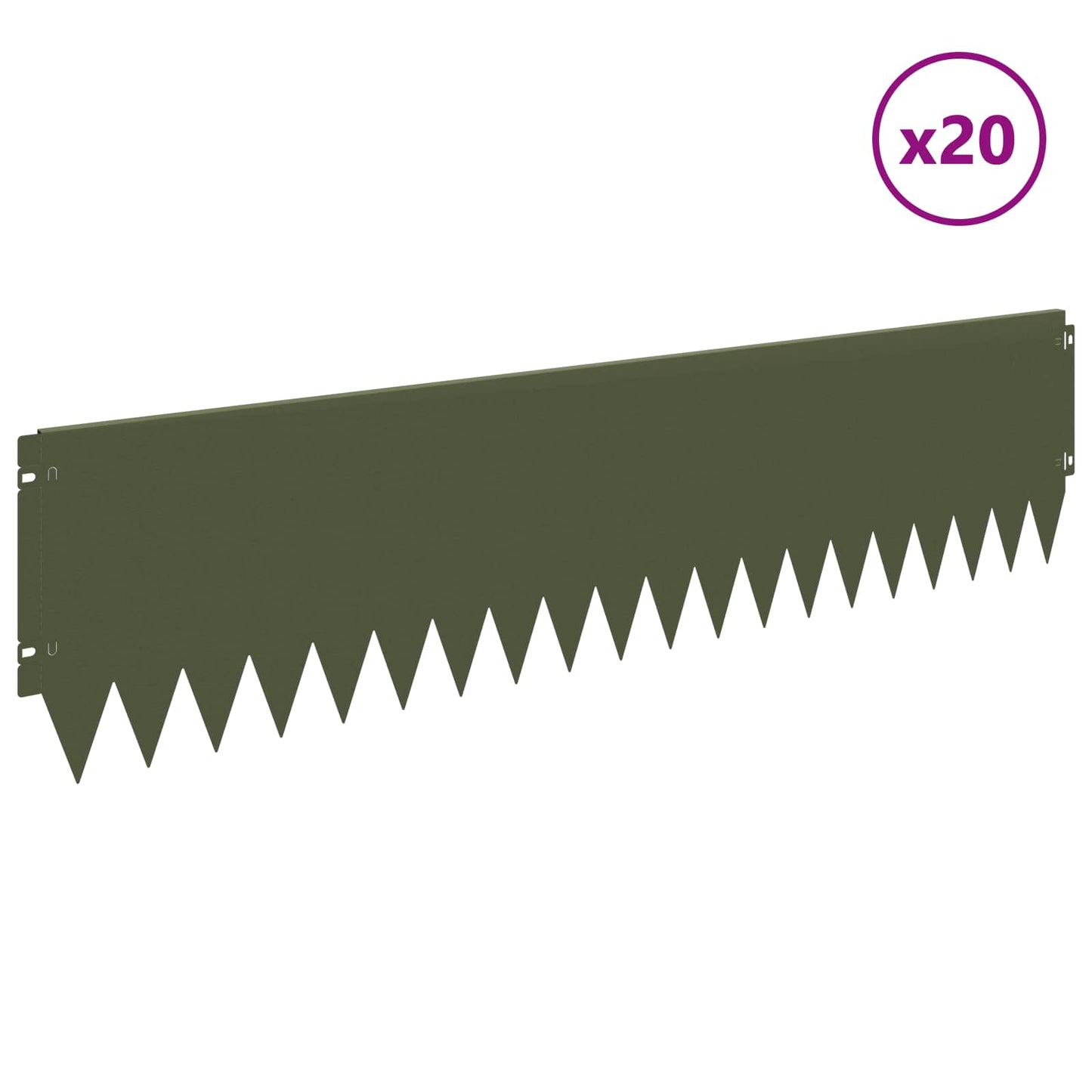 Lawn Edging 20 pcs 103 x 25 cm Steel Olive Green
