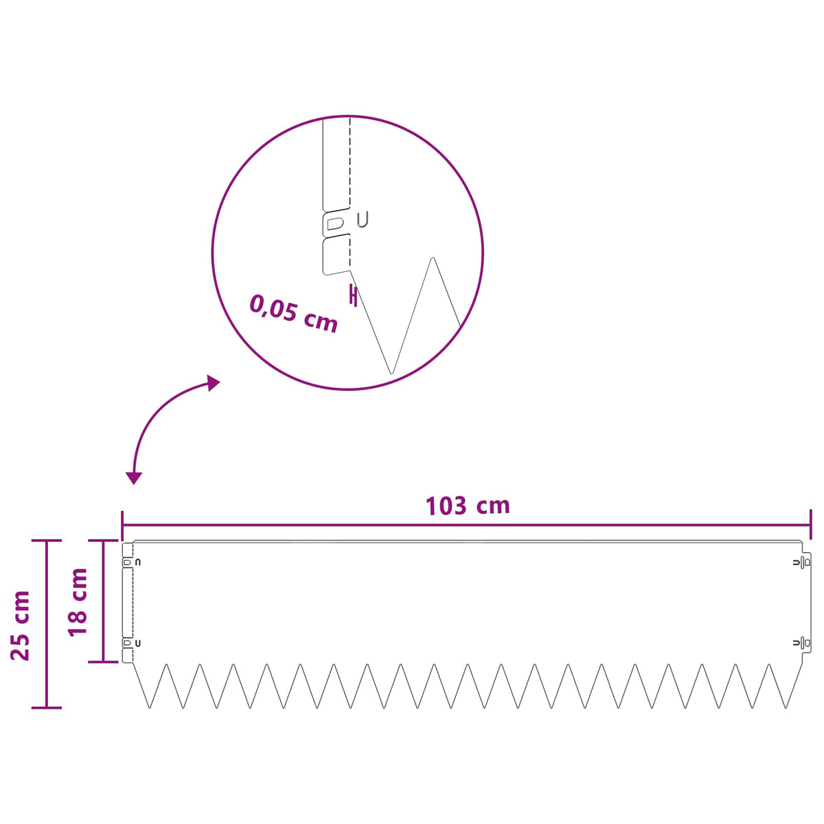 Lawn Edging 10 pcs 103 x 25 cm Steel Silver