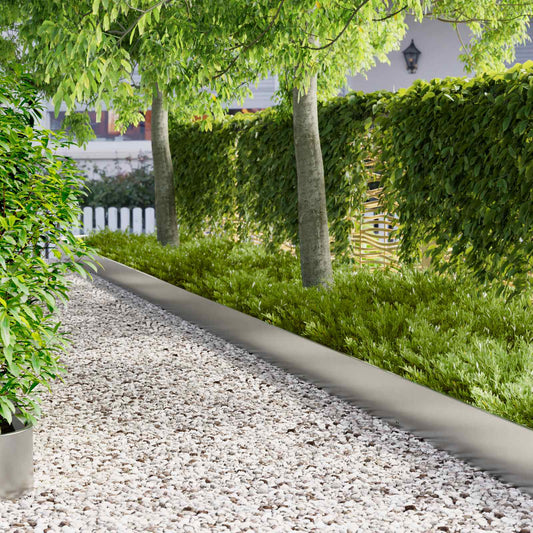Lawn Edging 20 pcs 103 x 25 cm Steel Silver