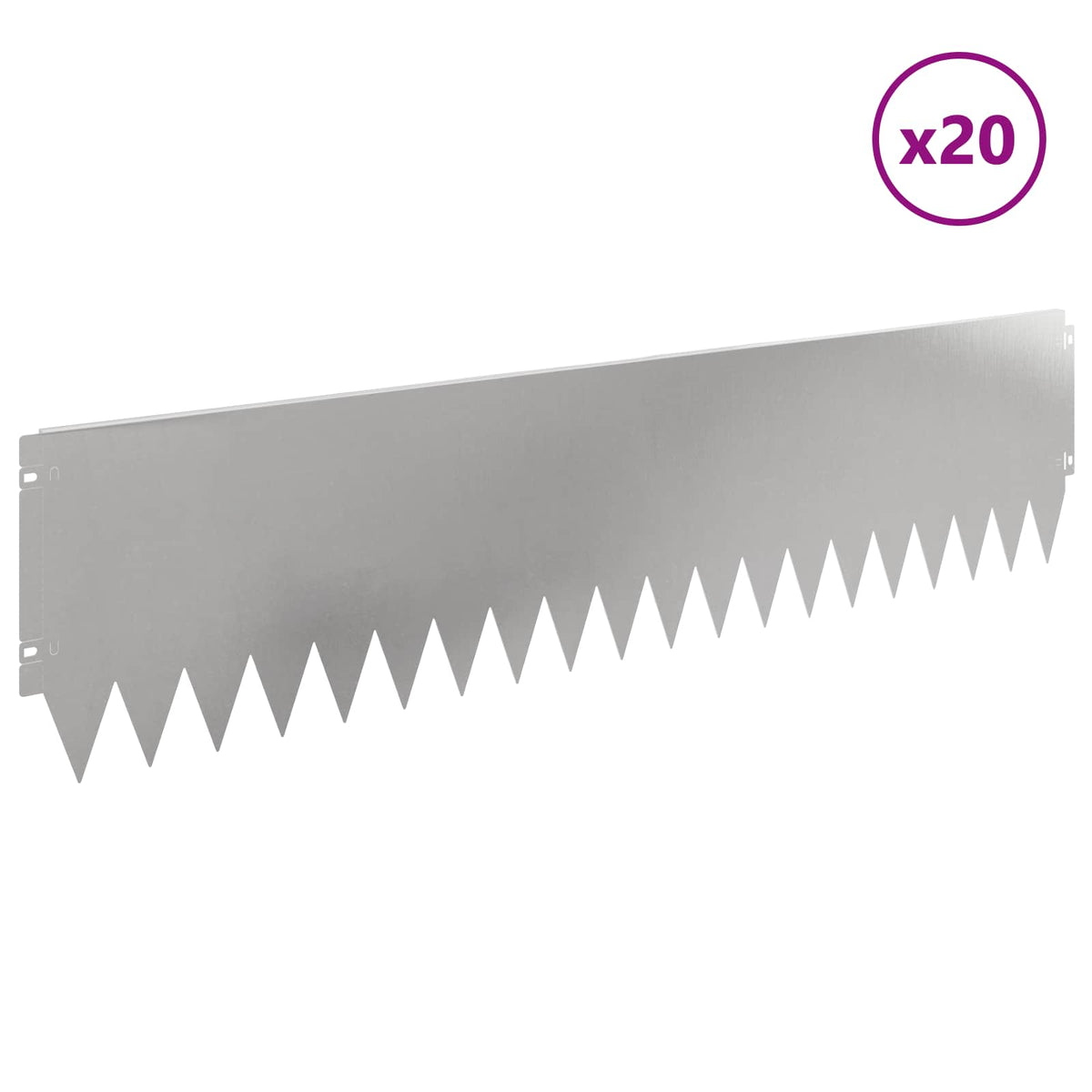 Lawn Edging 20 pcs 103 x 25 cm Steel Silver