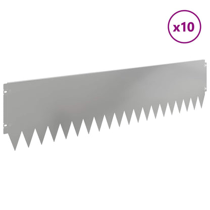 Lawn Edging 10 pcs 103 x 25 cm Steel Silver