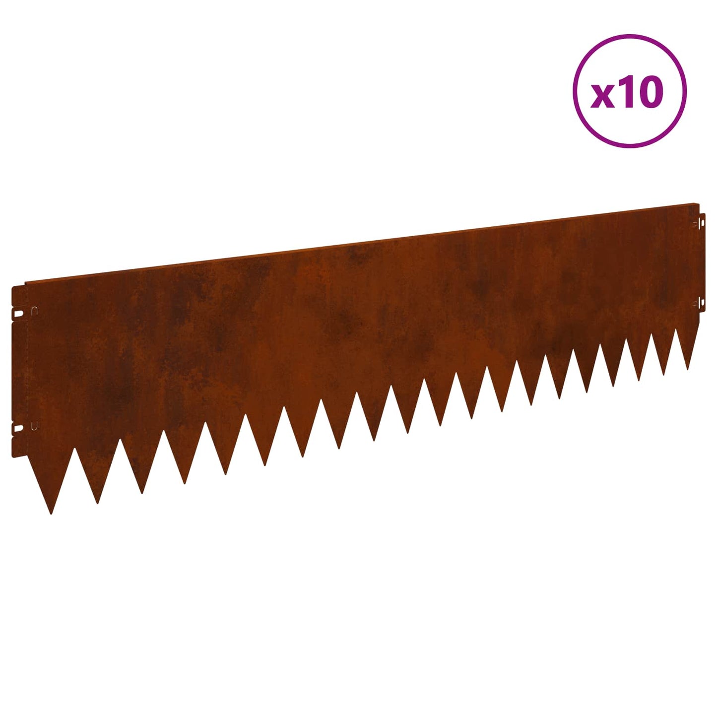 Lawn Edging 10 pcs 103 x 25 cm Steel Rusty