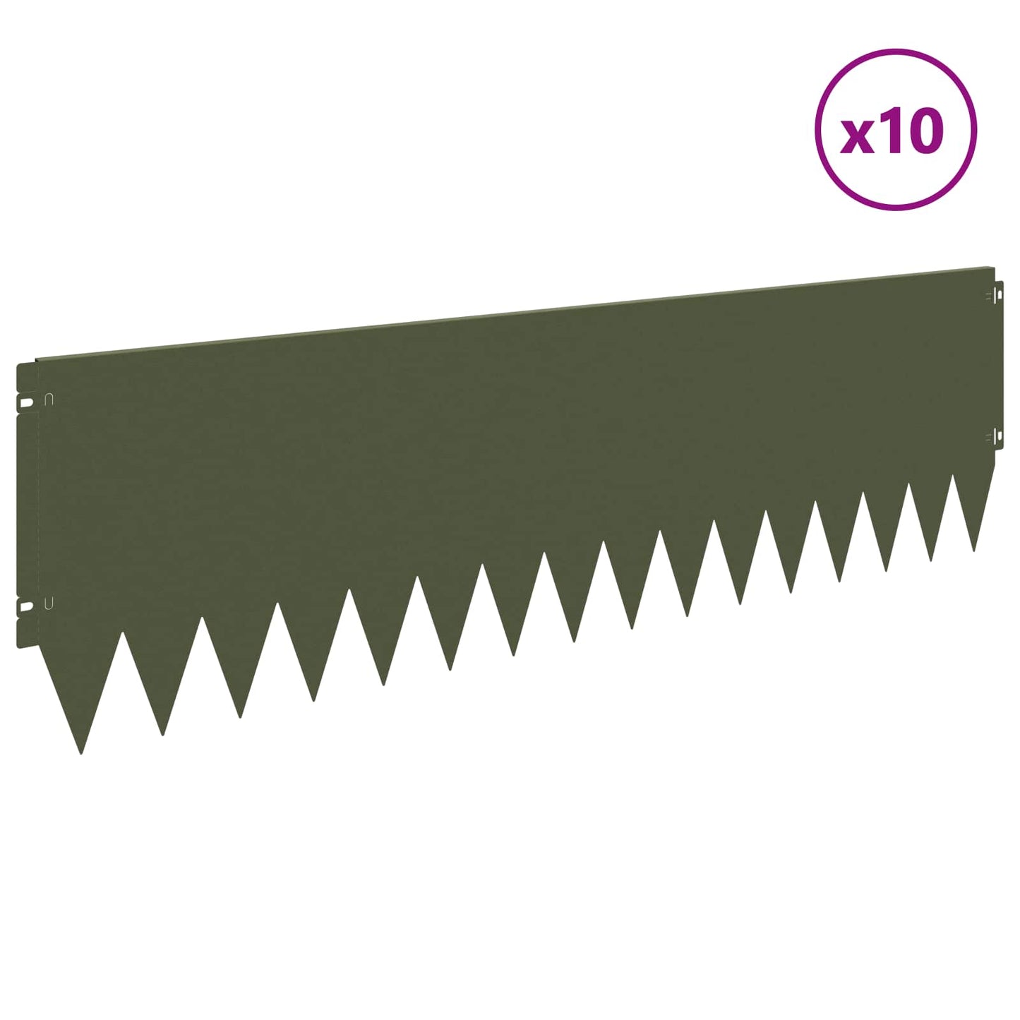 Lawn Edging 10 pcs 103 x 30 cm Steel Olive Green