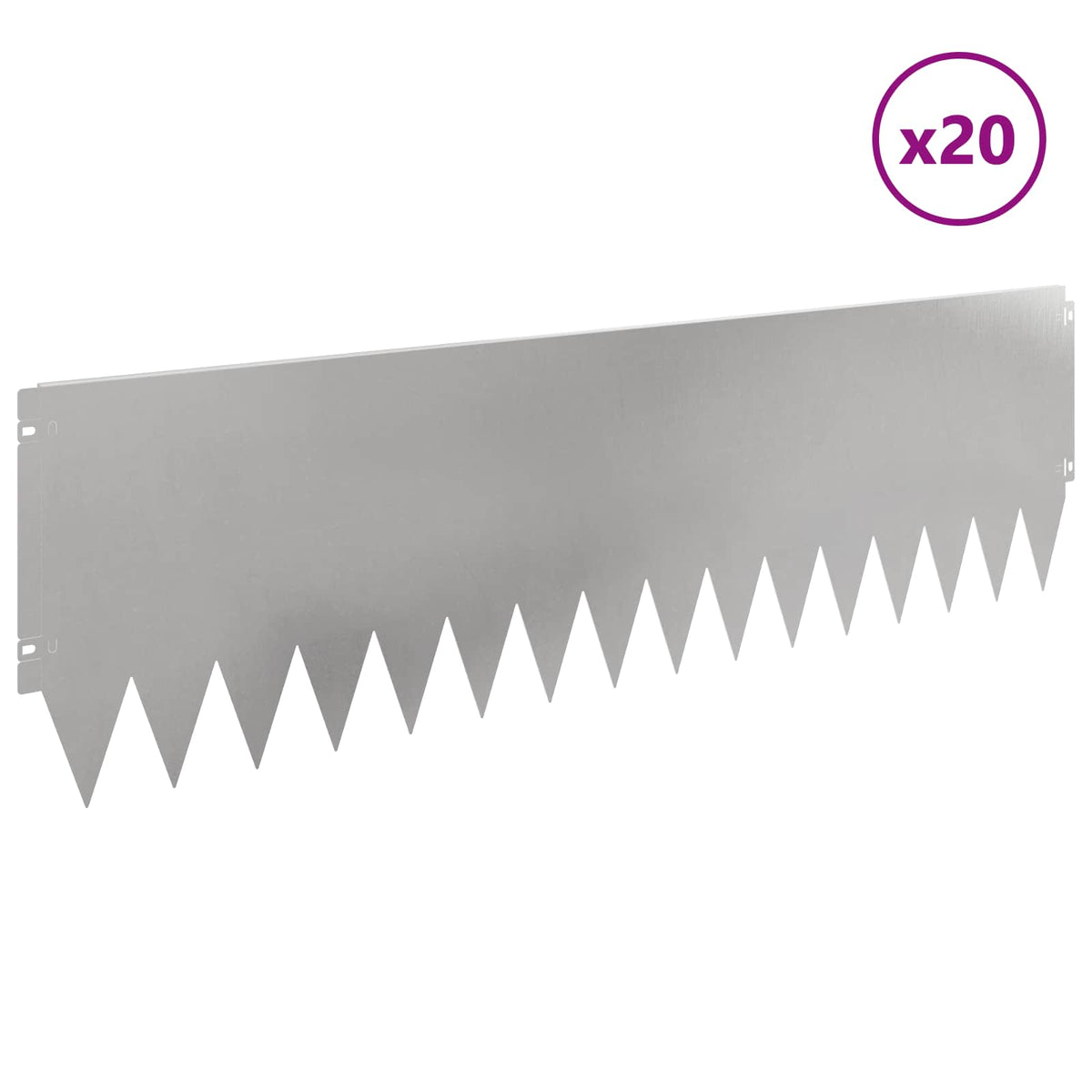 Lawn Edging 20 pcs 103 x 30 cm Steel Silver