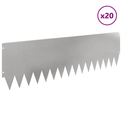 Lawn Edging 20 pcs 103 x 30 cm Steel Silver