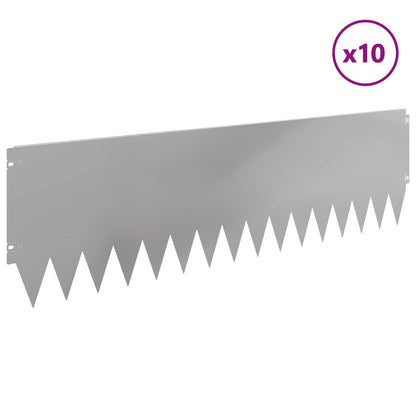 Lawn Edging 10 pcs 103 x 30 cm Steel Silver