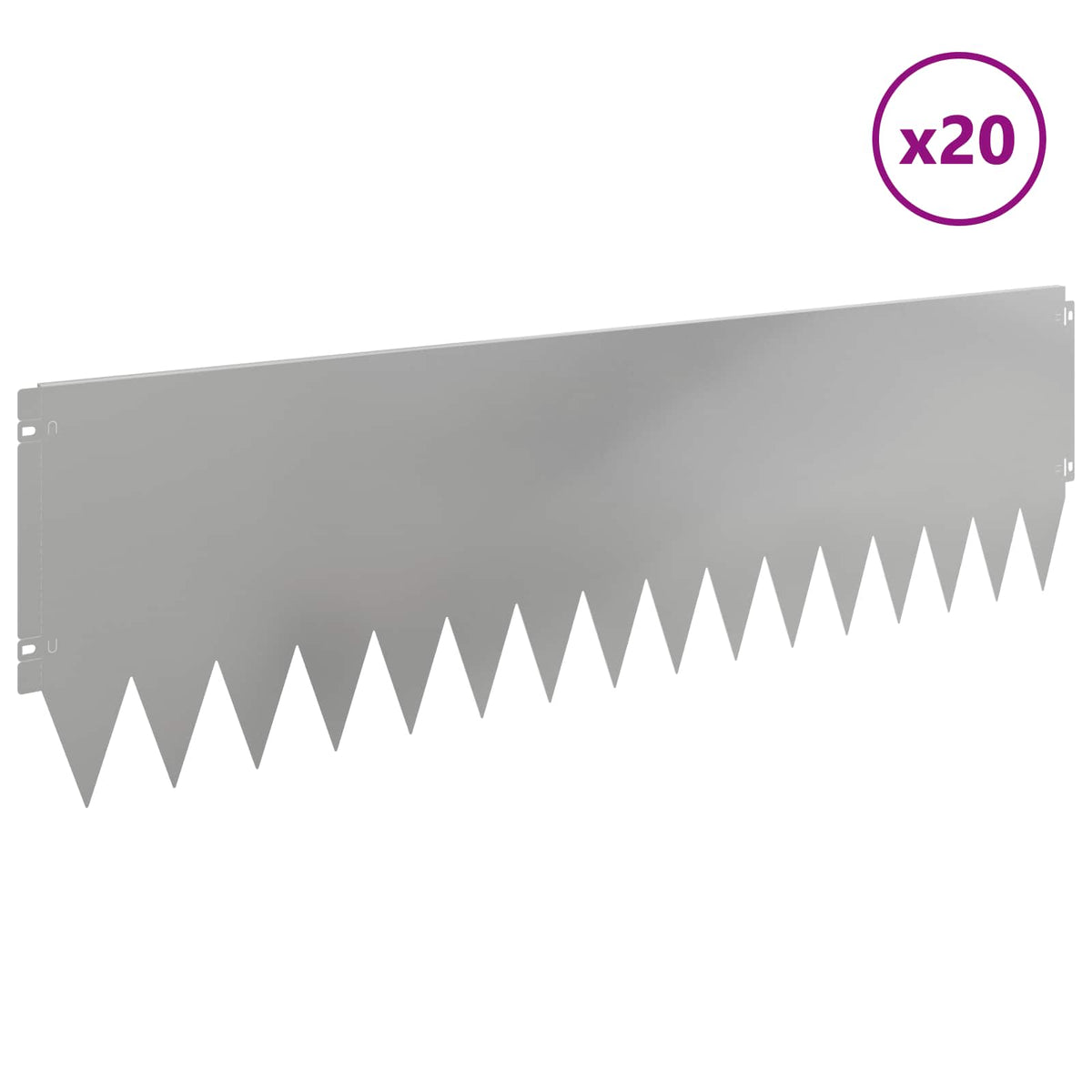 Lawn Edging 20 pcs 103 x 30 cm Steel Silver