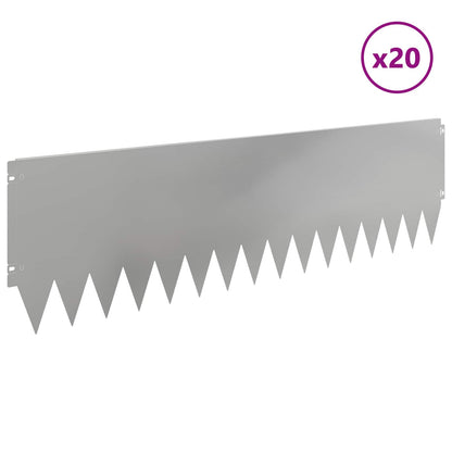 Lawn Edging 20 pcs 103 x 30 cm Steel Silver