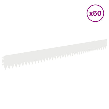 Lawn Edging 50 pcs 103 x 10 cm Steel White