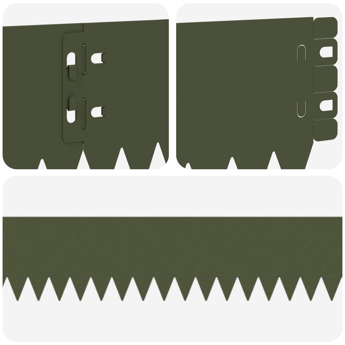 Lawn Edging 10 pcs 103 x 10 cm Steel Olive Green