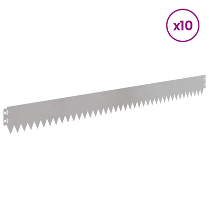 Lawn Edging 10 pcs 103 x 10 cm Steel Silver