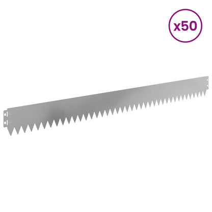 Lawn Edging 50 pcs 103 x 10 cm Steel Silver