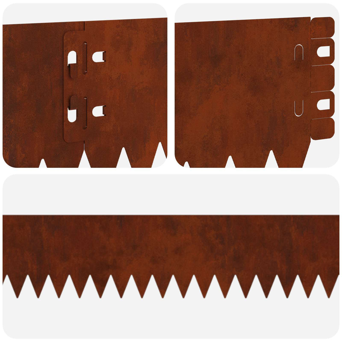 Lawn Edge with Top Fold 20 pcs 103x10cm Steel Rusty