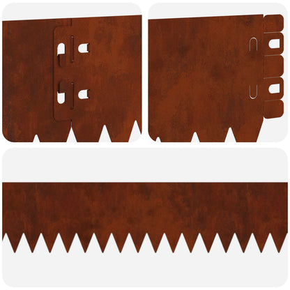 Lawn Edge with Top Fold 20 pcs 103x10cm Steel Rusty