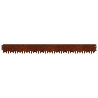 Lawn Edge with Top Fold 20 pcs 103x10cm Steel Rusty